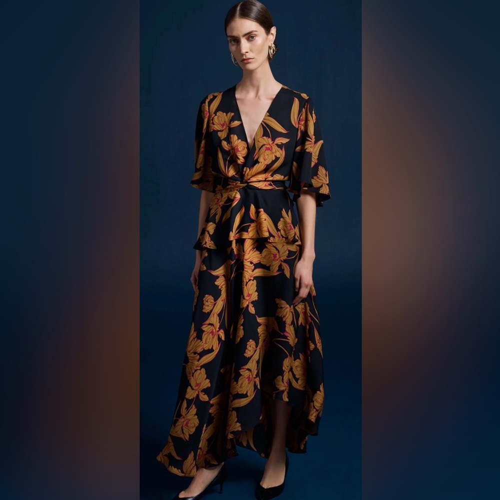 A.L.C. Black and Gold Maxi Dress